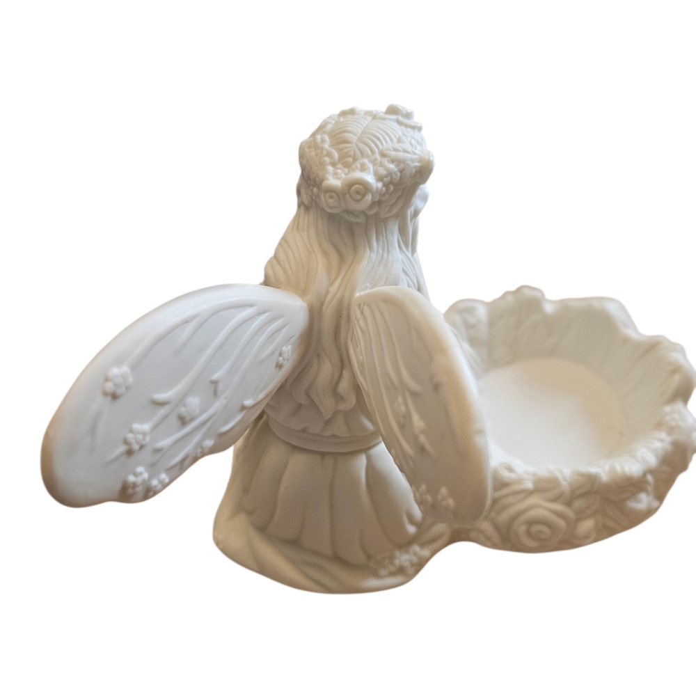 PartyLite Angel Tealight Candle Holder White Fairy Resin 5x6 - Picture 3 of 5